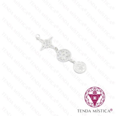 PENDENTE PRATA TRIPLA PROTEÇÃO TETAGRAMATON & S, BENTO 16MM