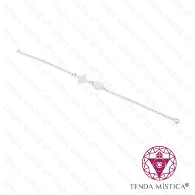 PULSEIRA PRATA COM DUAS PROTEÇÕES TETRAGRAMATON & NÓ BRUXA