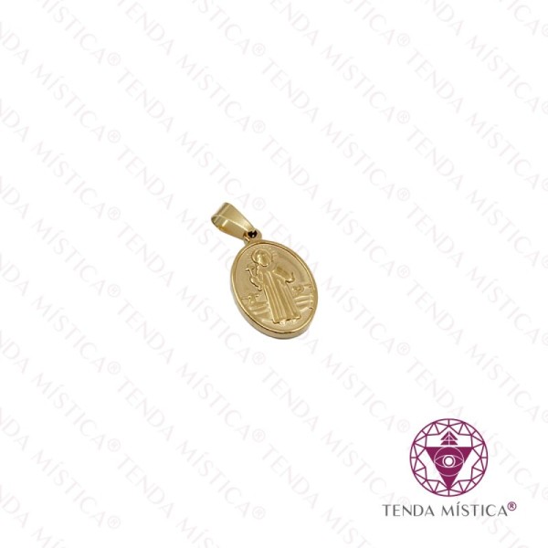 Pendente Aço Medalha São Bento Dourado
