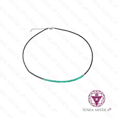 COLAR TURMALINA/ESMERALDA MULTIFACETADO A