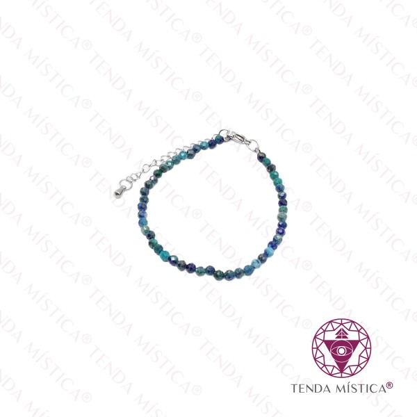 Pulseira Azurite / Malaquite Multifacetada Aço