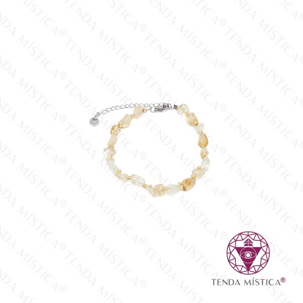 Pulseira Irregular Citrino com Aço