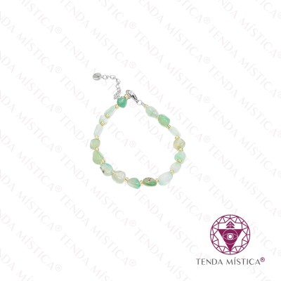 PULSEIRA IRREGULAR ÁGATA VERDE COM AÇO