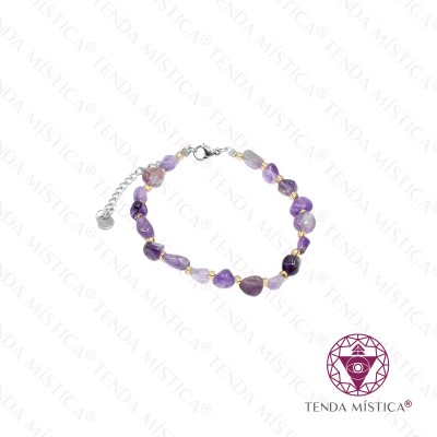 PULSEIRA IRREGULAR AMETISTA COM AÇO