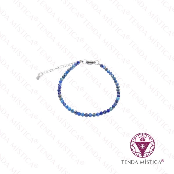 Pulseira Lápis Lazúli Multifacetada Aço