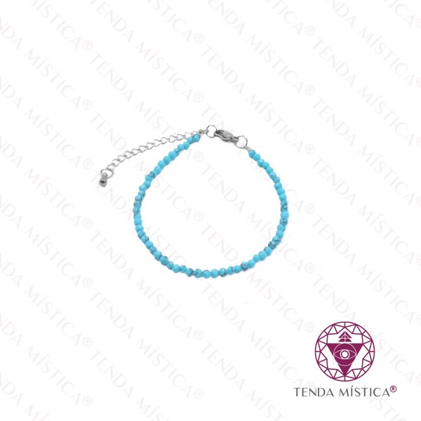 Pulseira Turquesa Multifacetada Aço