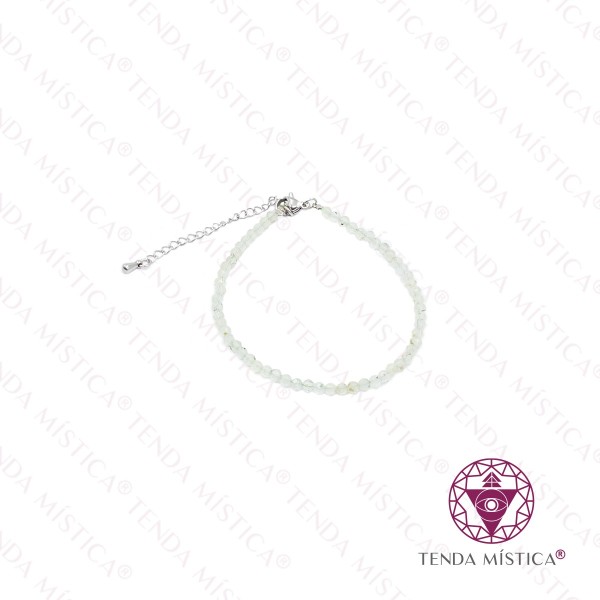 Pulseira Jade Prehnite Multifacetada Aço