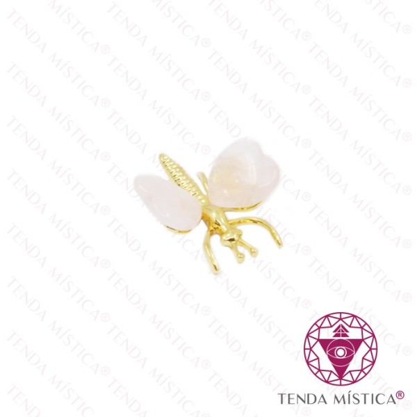 BORBOLETA CORAÇÃO DOURADO (QUARTZO ROSA)