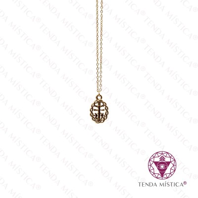 COLAR AÇO CRUZ CARAVACA DOURADO