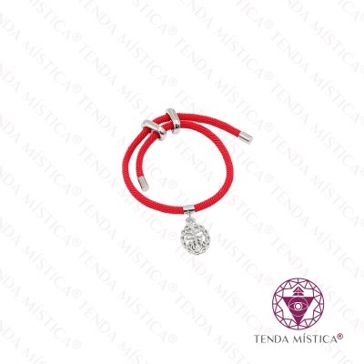 PULSEIRA AÇO CORDÃO VERMELHO CRUZ CARAVACA PRATEADO