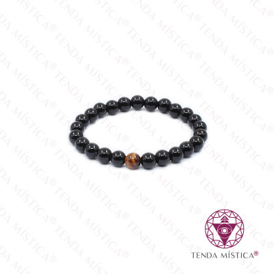 PULSEIRA ONIX/OLHO TIGRE MANTRA PROTEÇÃO 8MM