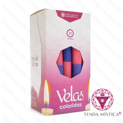 VELAS 20CM ROSA/AZUL 20UNID