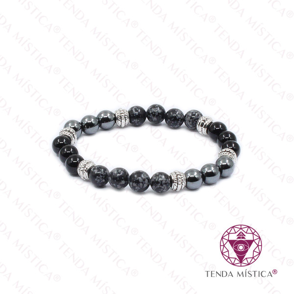 Pulseira Escudo Protetor Obsidiana Nevada 8 mm