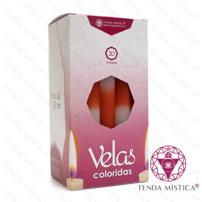 VELAS 20CM VERMELHO/BRANCO 20UNID