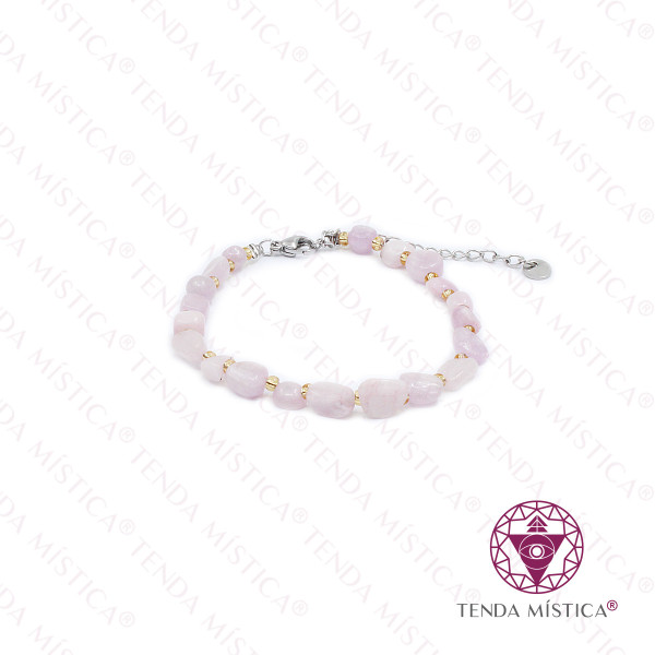 Pulseira Irregular Kunzita com Aço