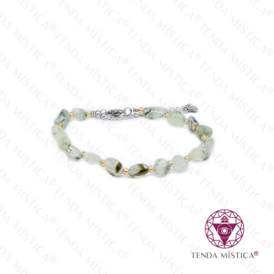 PULSEIRA IRREGULAR JADE PREHNITE COM AÇO
