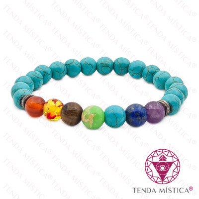 PULSEIRA CHAKRAS TURQUESA 8MM