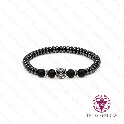 PULSEIRA HEMATITE DISCOS & ONIX MATTE MOCHO