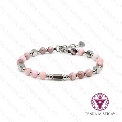 PULSEIRA OPALA ROSA AÇO CUBO 6MM