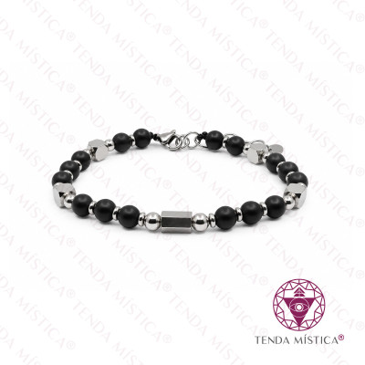 PULSEIRA ONIX MATTE AÇO CUBO 6MM