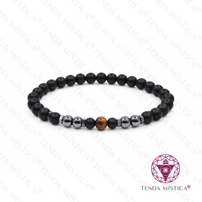 PULSEIRA ONIX MATTE/HEMATITE OLHO TIGRE 6MM