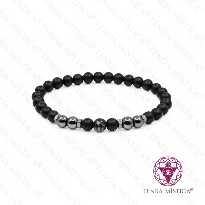 PULSEIRA ONIX MATTE/HEMATITE OBSIDIANA NEVADA 6MM