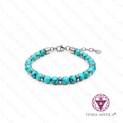 PULSEIRA HOWLITA AZUL DISCOS AÇO 6MM