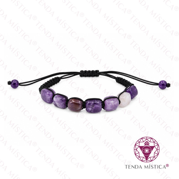 Pulseira Ametista Retangular Ajustável