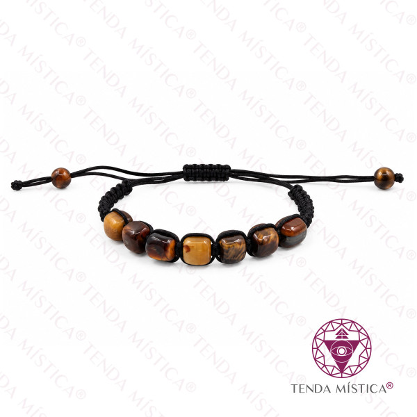 Pulseira Olho Tigre Retangular Ajustável