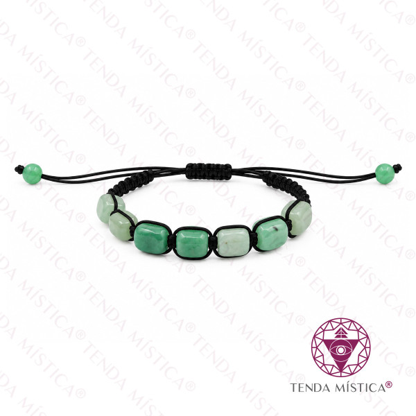 Pulseira Quartzo Verde Retangular Ajustável