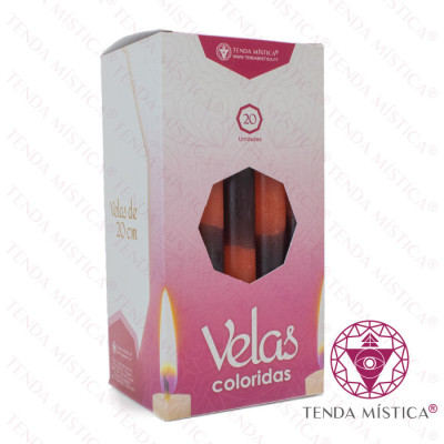 VELAS 20CM VERMELHO/PTRETO 20UNID