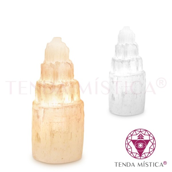 Selenite Candeeiro Torre 25cm