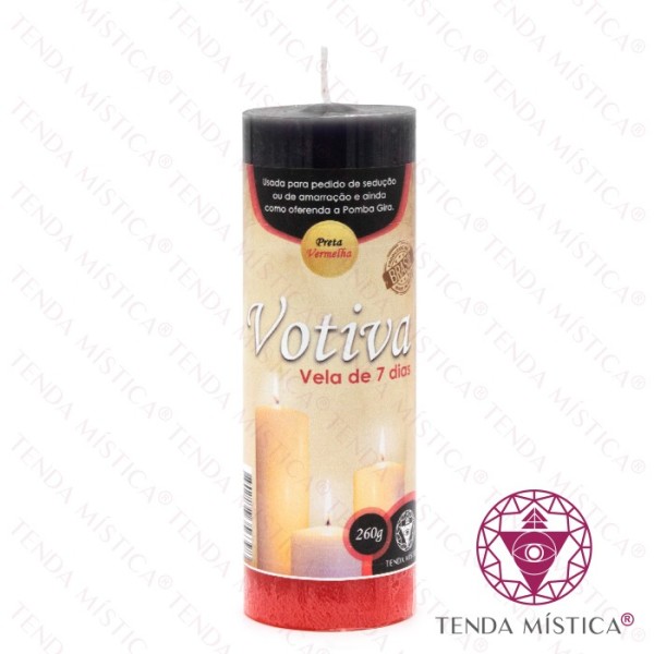 Vela Votiva Preta e Vermelha