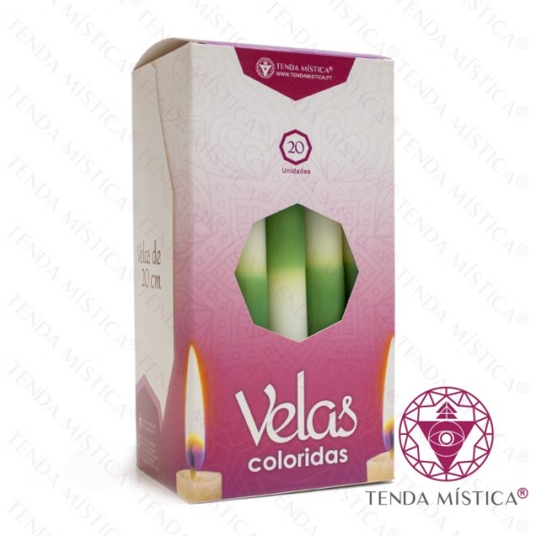 Velas 20cm Brancas e Verdes