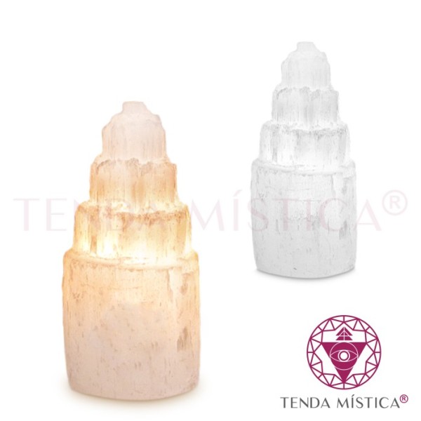Selenite Candeeiro Torre 20cm