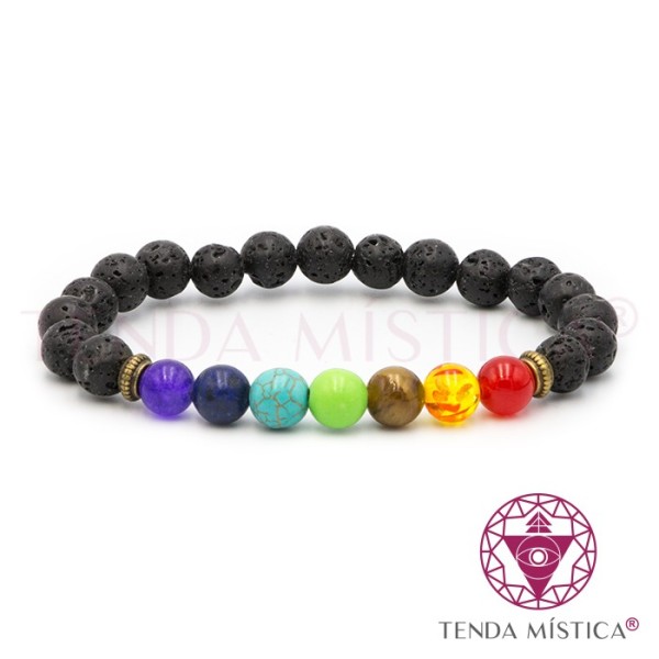 Pulseira Chakras Buddha Vulcânica 8mm