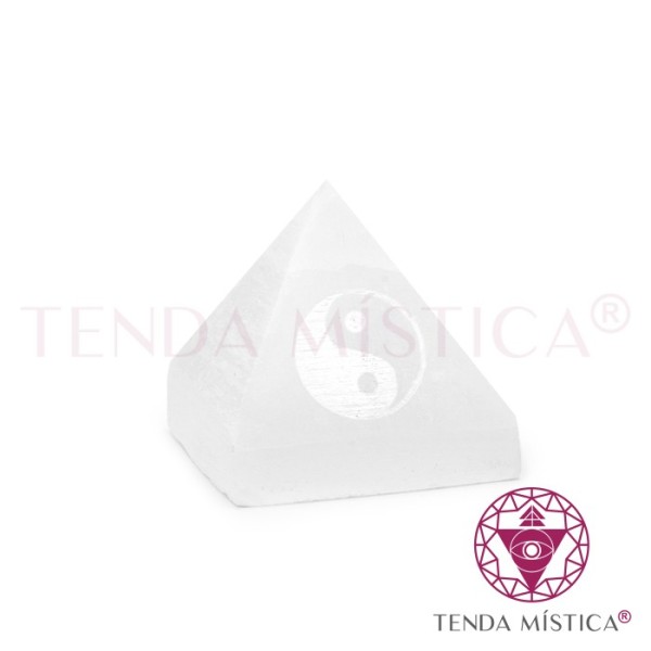 Selenite Formas Pirâmide Yin e Yang Branco