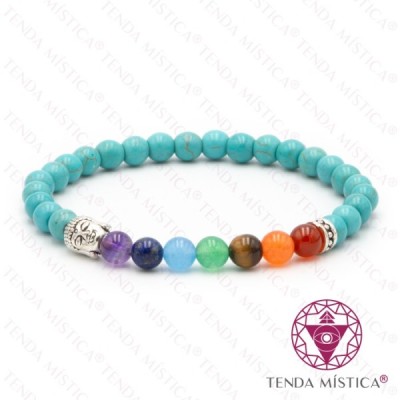 PULSEIRA CHAKRAS TURQUESA 6MM