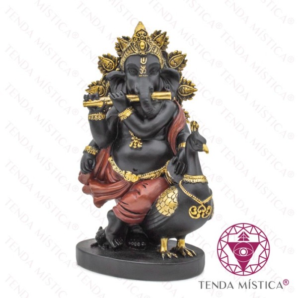 Imagem Ganesha Flauta e Pavão