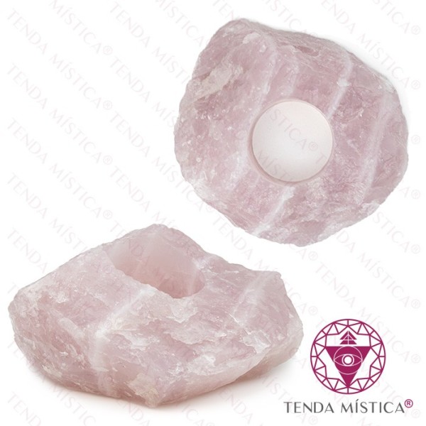 Porta Velas Quartzo Rosa
