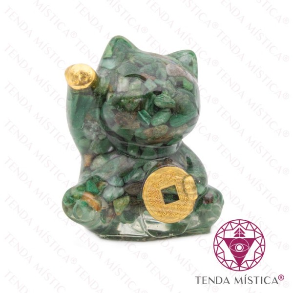 Orgonite Gato Sorte Quartzo Verde