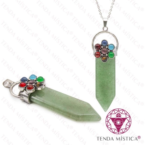 Pendente Espada - Flor Chakras Quartzo Verde