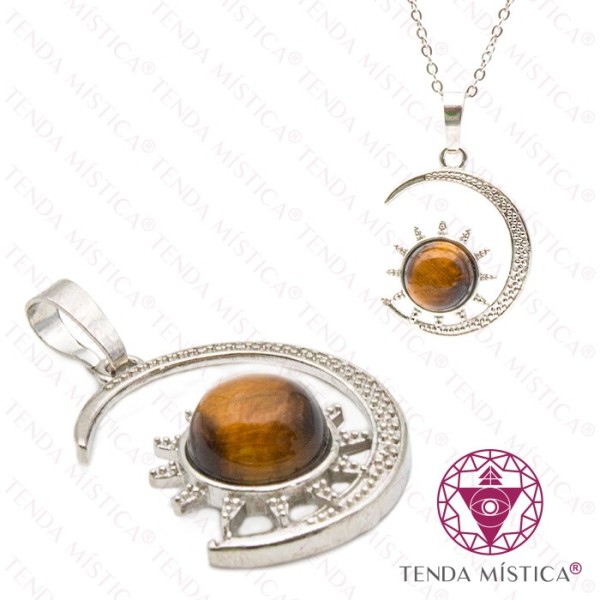 Pendente Sol e Lua Olho de Tigre