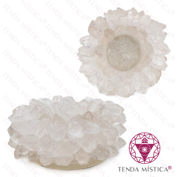 Porta Velas Drusa Quartzo Cristal
